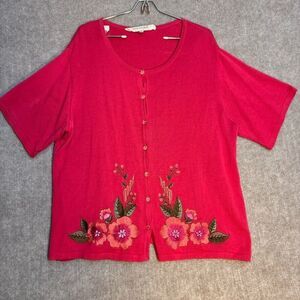 Vintage Sarah Elizabeth 18W Sweater Floral Feminine Embroidery Modest Grannycore
